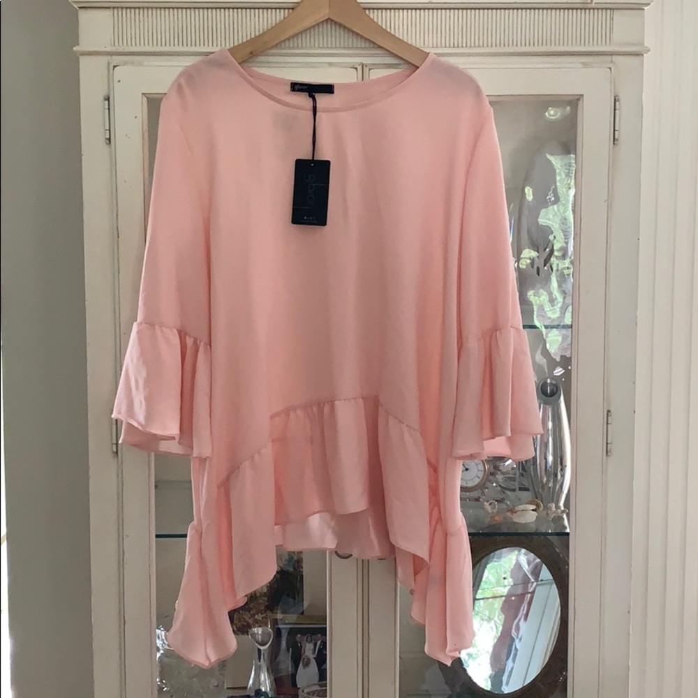 Nordstrom Gibson silky crepe top ruffle top NWT XL